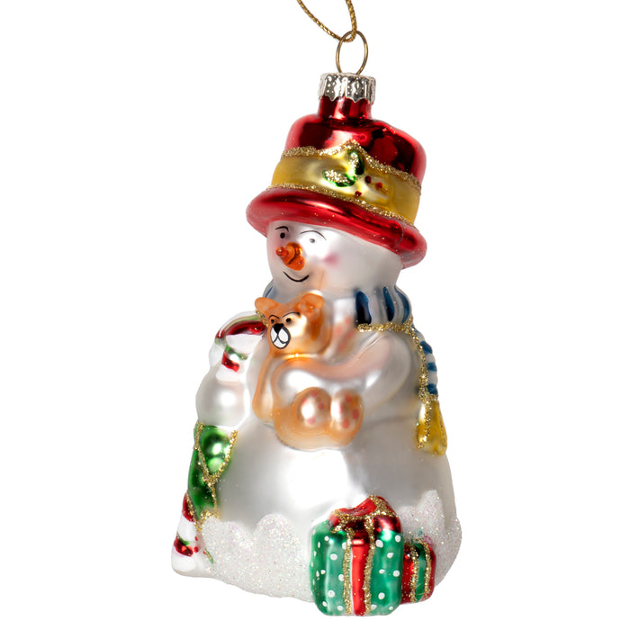 Red Co. Hand Crafted Decorative Glass Christmas Tree Ornaments, My Teddy Snowbaby
