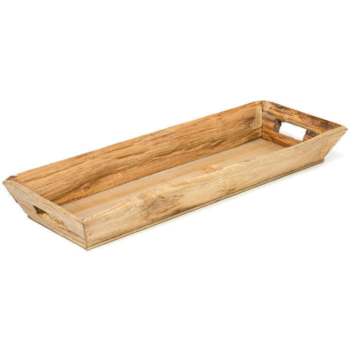 Red Co. 21.5” x 8” Large Rectangular Rustic Wood Decorative Tray with Handles, Natural Brown