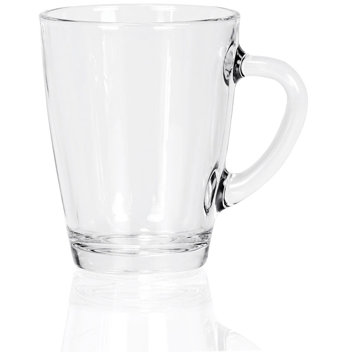 Red Co. Thick-Walled Clear Glass Coffee Mugs with Handle, Dishwasher Safe, 8.5 Ounce - Set of 6