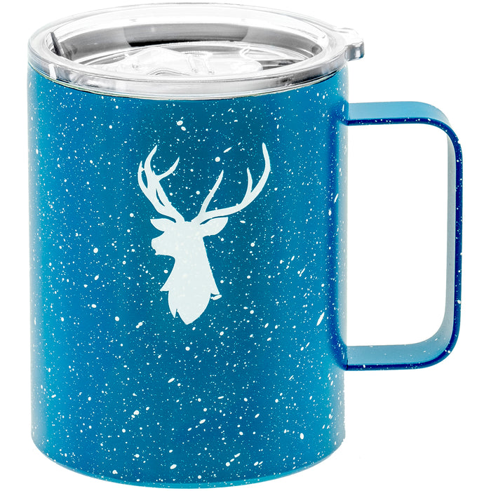 Red Co. Double Wall Vacuum Insulated Deer Coffee Mug Stainless Steel Tumbler with Lid and Handle - Perfect Travel Cup for Home, Office and Camping, 12 oz.