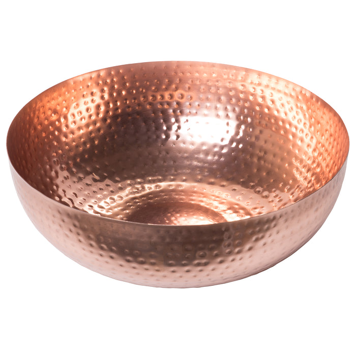 Red Co. 13" Elegant Handcrafted Hammered Round Bowl, Decorative Centerpiece, Large, Copper Finish
