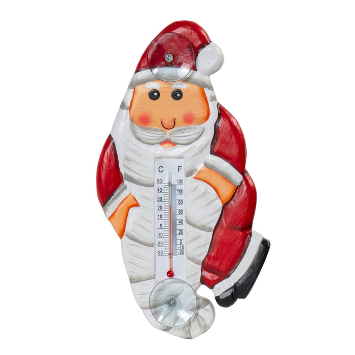 Red Co. Holiday Santa Decorative Indoor and Outdoor Small Window Thermometer for Kitchen/Patio