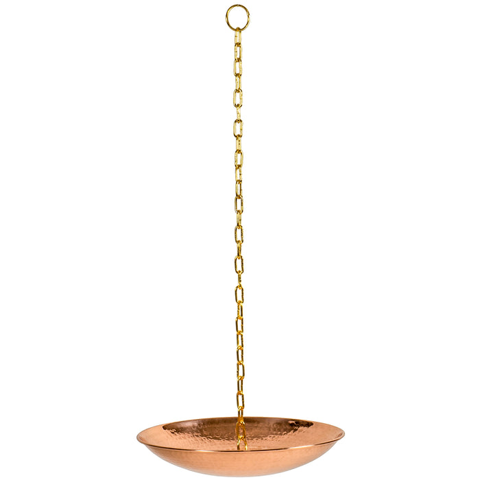 Red Co. 11” Decorative Hammered Pure Copper Rain Chain Anchoring Basin Bowl with Hanger