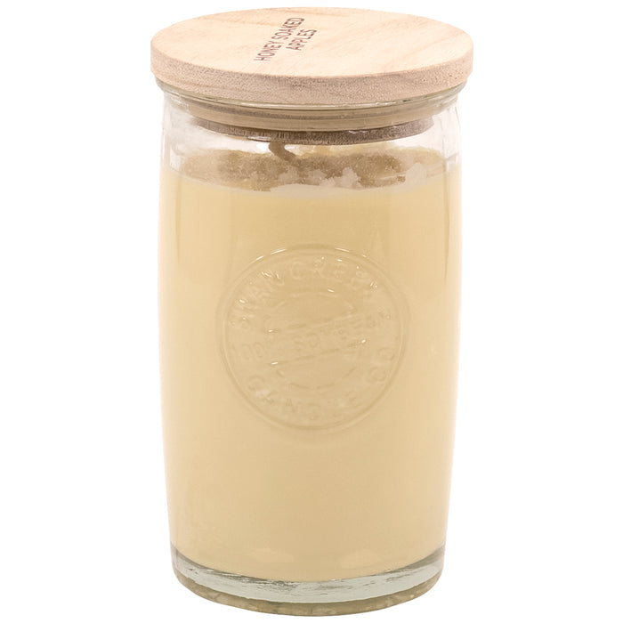Red Co. Swan Creek Highly Scented Glass Pillar Candle Cylinder with Wooden Lid – Honey Soaked Apples, 12 oz.