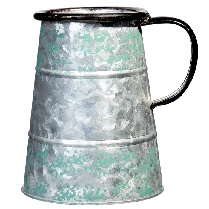 Red Co. Distressed Metal Vintage Style Tavern Mug/Small Galvanized Milk Jug - 6"