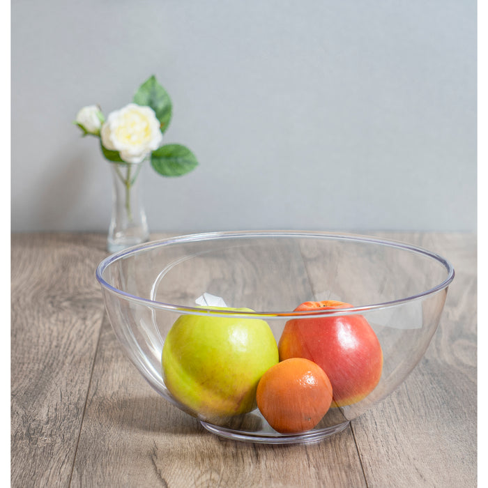 Red Co. Clear Round Polystyrene Bowl for Fruits and Vegetables, Dining Table Kitchen Decoration, 10" x 4.5" - 3 Quart - Made in USA
