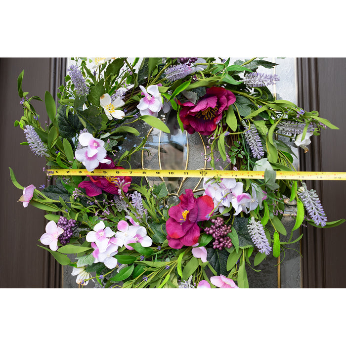 Red Co. 18" Purple Shades of Spring, Artificial Spring & Summer Wreath, Door Backdrop Ornaments, Home Décor Collection