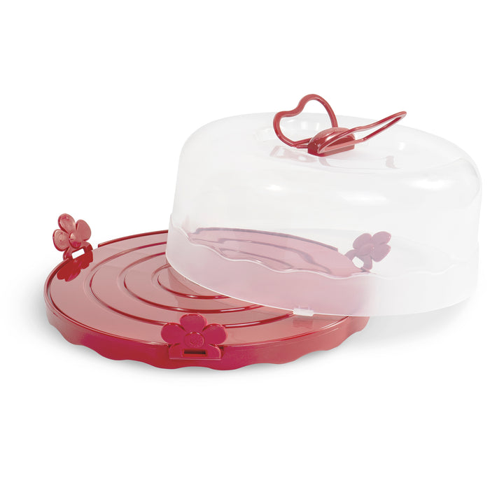 Red Co. Red Round Cake and Pastry Dessert Carrier Caddy Baking Pan Keeper Take Away Holder with Collapsible Butterfly Handles
