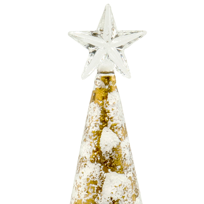 Red Co. Glass Christmas Tree Figurine Ornaments in Gold and Silver Finish, Light-Up Holiday Season Decor, 9.5-inch, 8-inch, 6.5-inch, Set of 3