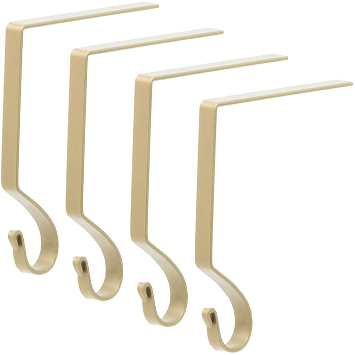 Red Co. Premium Quality Classic - Stocking Holder - Holiday Season Décor Christmas Hanger, Metal in Old Gold Finish, Set of 4, 6-inch Each - Holds Up to 10 Pounds