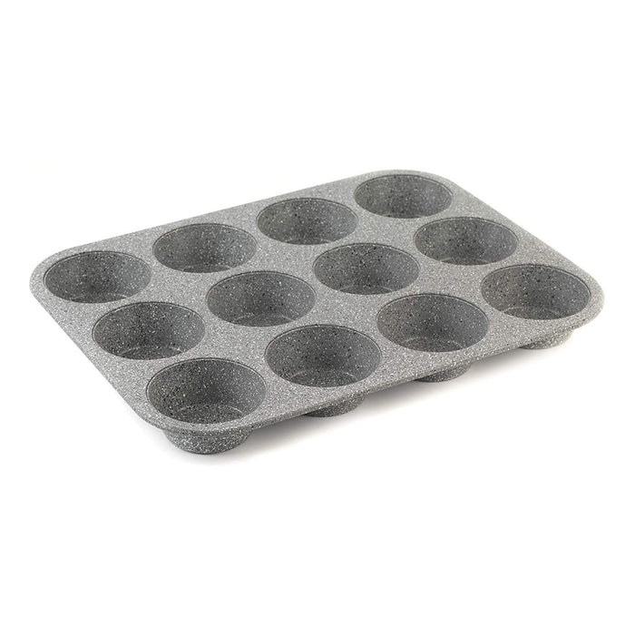 Premium Marble Collection Non-Stick Carbon Steel Muffin and Cupcake Baking Pan, 12-Cup