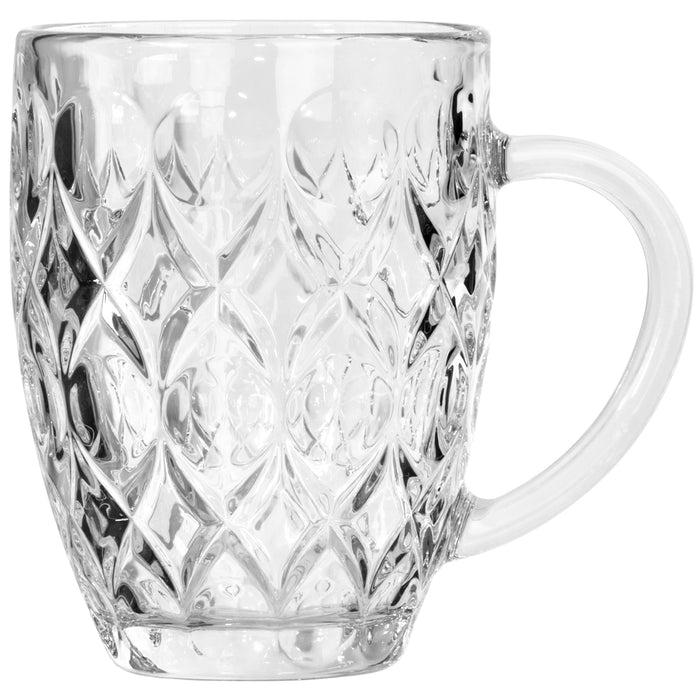 Red Co. Glass Beer Mug Set of 6, 13 oz - Laser Etched Circle and Diamond Pattern