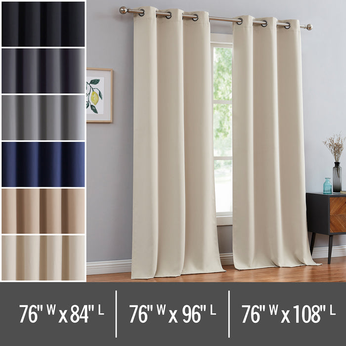 Red Co. Blackout Curtains with Grommets and Rope Tiebacks - 2 Panel Set