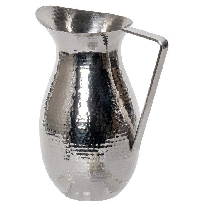 Red Co. Stainless Steel Pitcher Jug, Bell-Shape with Hammered Texture and Serving Handle, 9.5 inches