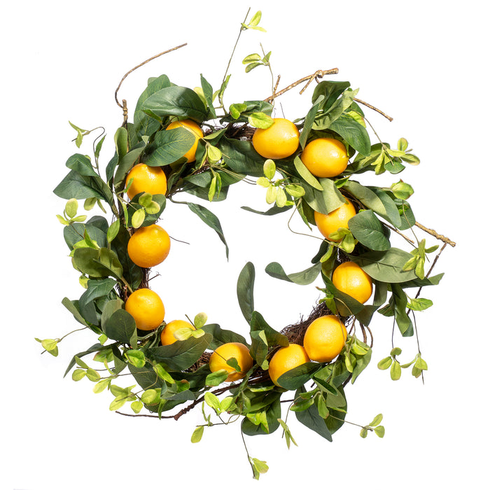Red Co. 22" All-Season Lemon Wreath, Door Backdrop Ornaments, Home Décor Collection