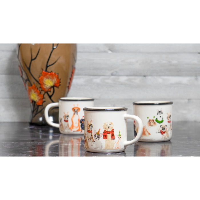 Red Co. Dog Gone Dolomite Ceramic Stoneware Coffee Tea Mug Cup, White/Black Rim, 17 Ounces – Single Mug