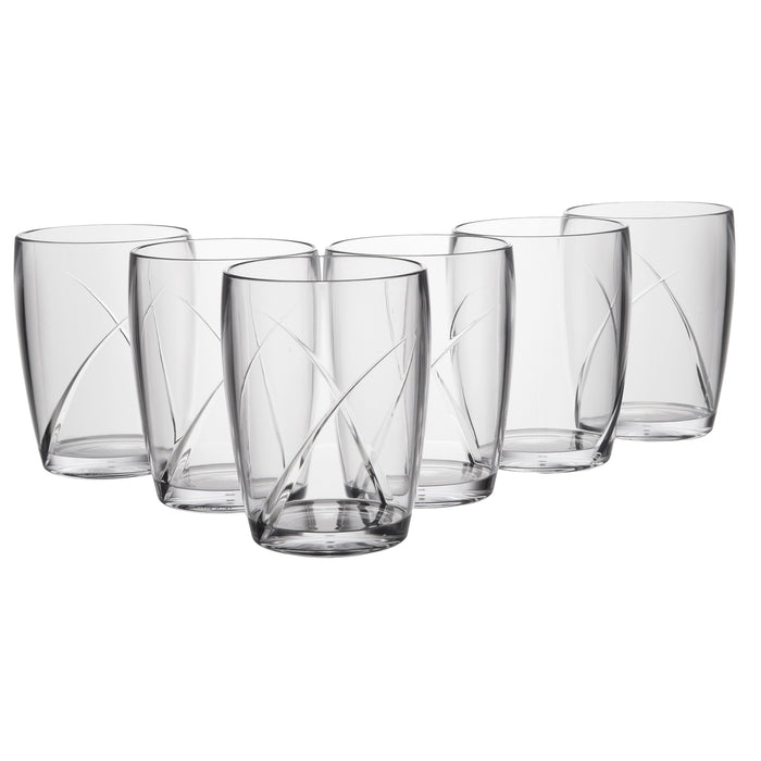 Break Resistant Clear "Northern Lights" Premium Tumbler Drinking Acrylic Glasses - Set of 6, 14 ounces