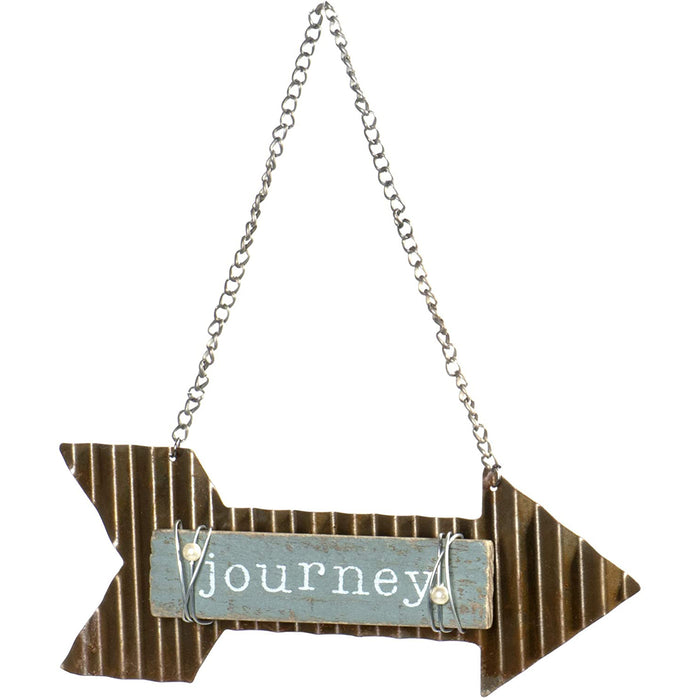 Red Co. Journey Hanging Corrugated Metal Arrow Ornament