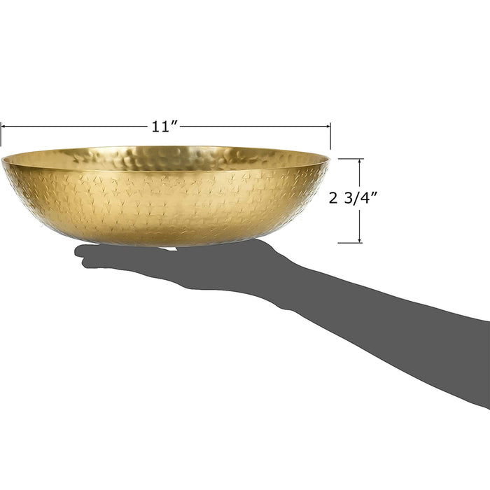 Hammered Textured Round Metal Chip-and-Dip Serving Bowl, 11"
