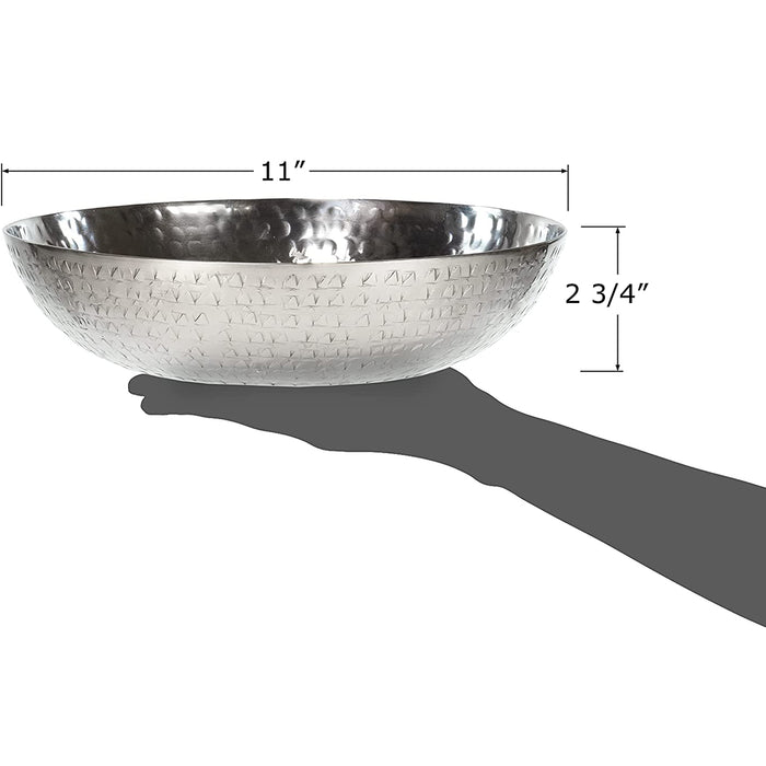 Hammered Textured Round Metal Chip-and-Dip Serving Bowl, 11"