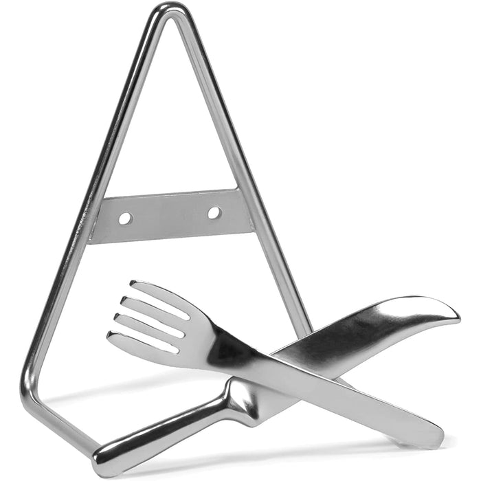 Red Co. Polished Pewter Fork-and-Knife Wall-Mounted Easel Decorative Plate Display Stand