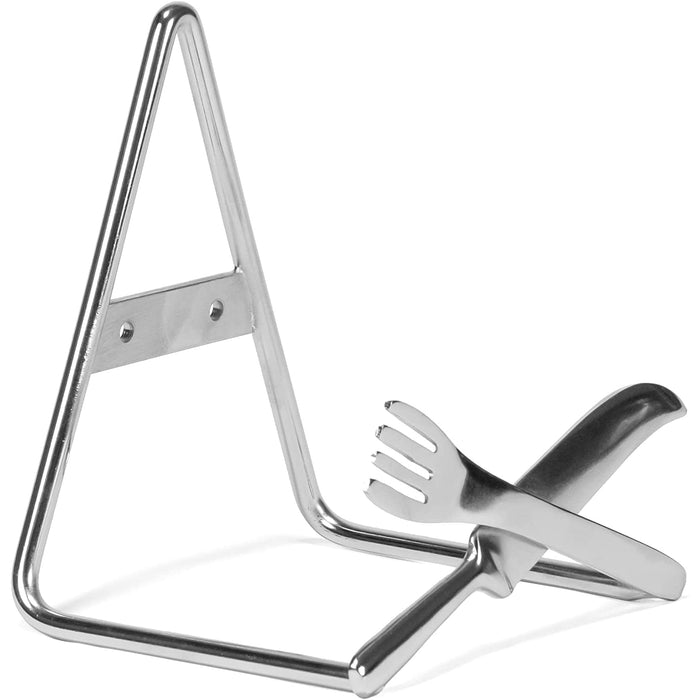 Red Co. Polished Pewter Fork-and-Knife Wall-Mounted Easel Decorative Plate Display Stand
