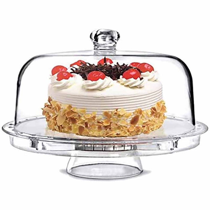 Break Resistant Multifunctional 4 in 1 Acrylic Plastic Cake Stand with Cover, Appetizers Serving Plate Set - 12" Dia