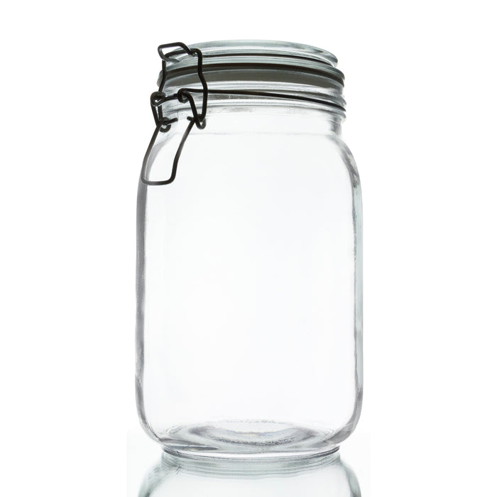 Swing-Top Food Storage Glass Jar Canister in Clear Glass, 44 Ounce
