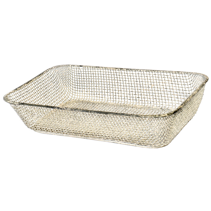 Rustic Metal Wire Woven Table Basket - Vintage Tray Organizer, Length - 11.5"