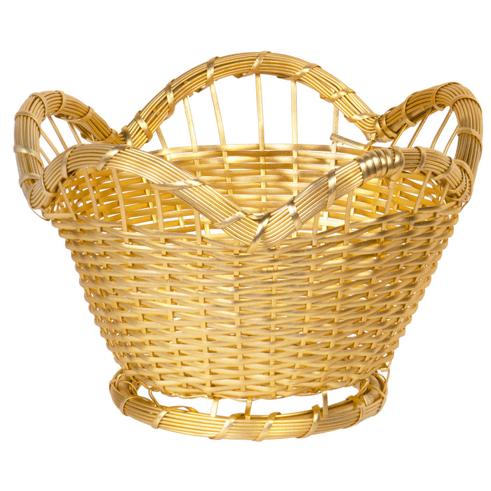 Red Co. Gilded Aluminum Woven Bowl, Catch-All Storage Basket — 9 Inches
