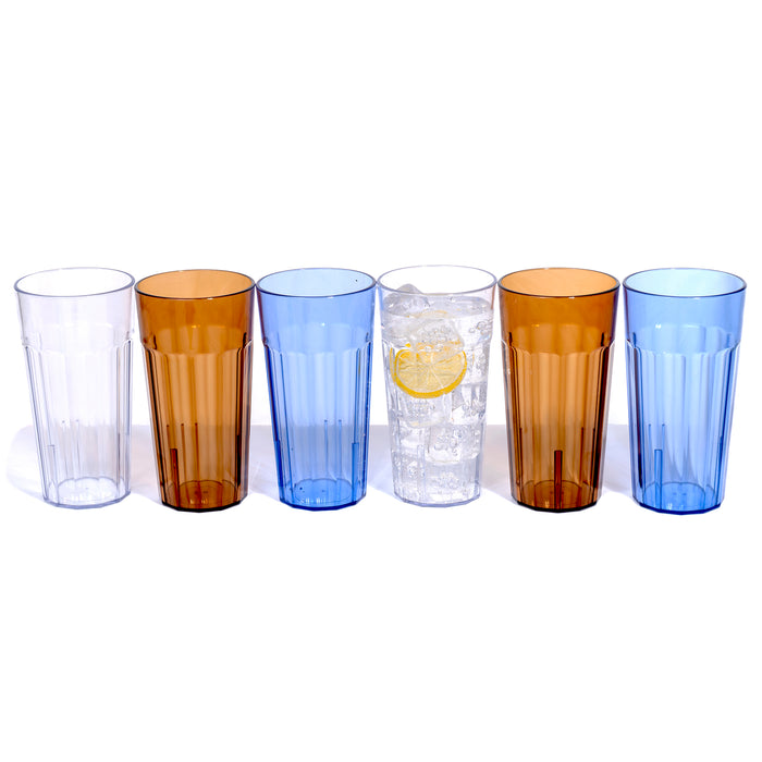 Break Resistant "Family Choice" Premium Tumbler Drinking Acrylic Glasses, 22 Ounces - Set of 6, Multicolor