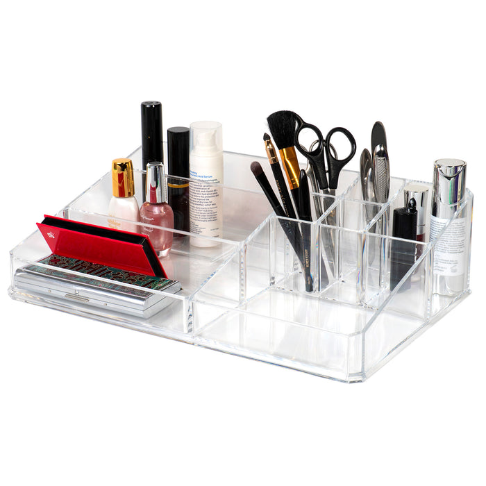 Red Co. Large Premium Quality Crystal Clear Acrylic Countertop Makeup Palette Organizer - Cosmetic Display Case Jewelry Storage Box Tray