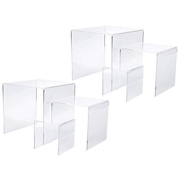 Set of 3 Premium Quality Clear Acrylic Display Stand Risers, 1/8 Inches Thick - 4, 6, 8 Inches