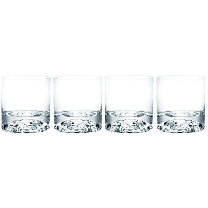 Red Co. Set of 4 Crystal Rocks Glasses, Old Fashioned Whiskey Scotch Bourbon Drinking Glasses, 8 fl oz