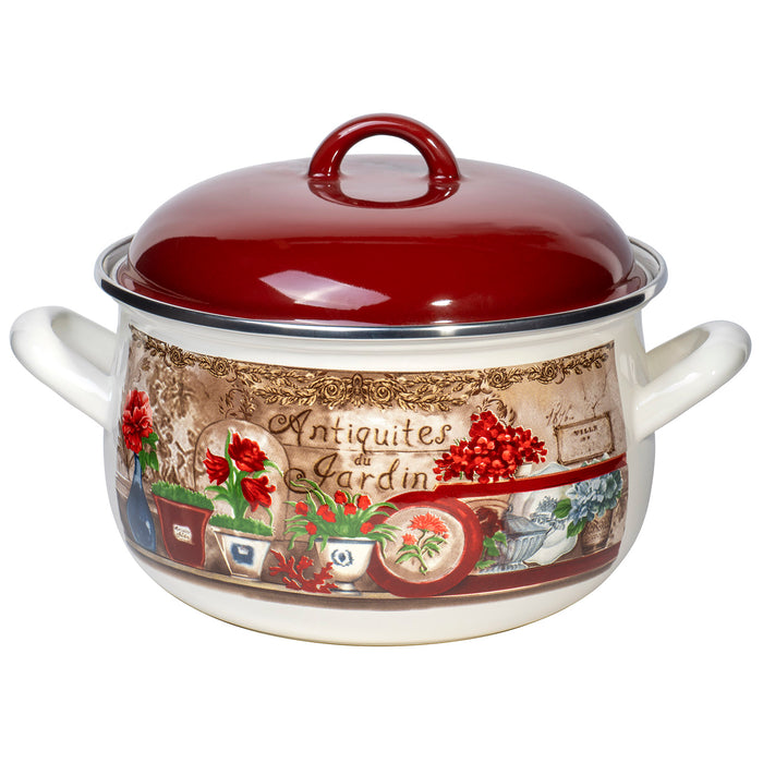 Enamel On Steel Round Covered Stockpot — Red Co. Goods