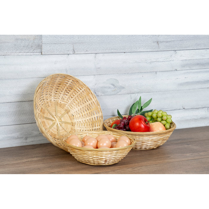 Red Co. Multi-Purpose Round Woven Basket Set of 3, Food Serving Bread Kitchen Organization Stackable Storage