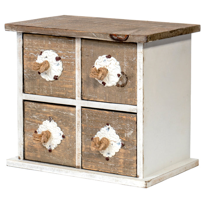 Red Co. Weathered Wood Desktop Organizer - 4 Drawer Jewelry & Craft Supplies Cabinet Box