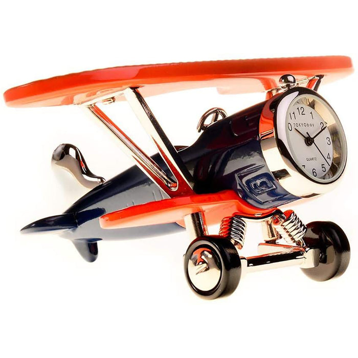 Red Co. Miniature Retro Aircraft Plane, Novelty Desk Table Desktop Collectors Clock - 3.5"