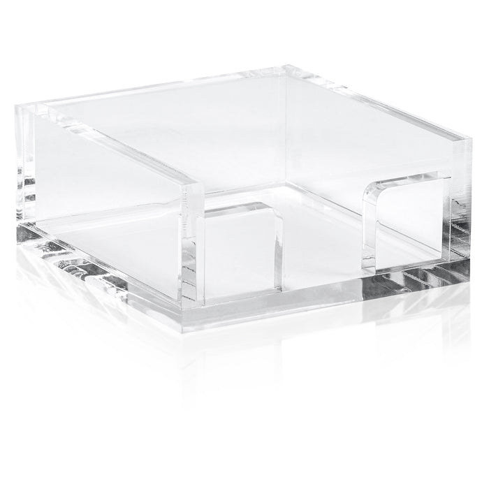 Red Co. Square Clear Acrylic Memo Notepads & Sticky Notes Tray Holder for Home, School, Office Desk Organization, 4” x 4”