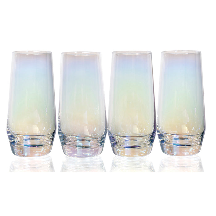 Iris Iridescent Glass Water Glasses - Set of 4, 17.5 Ounce