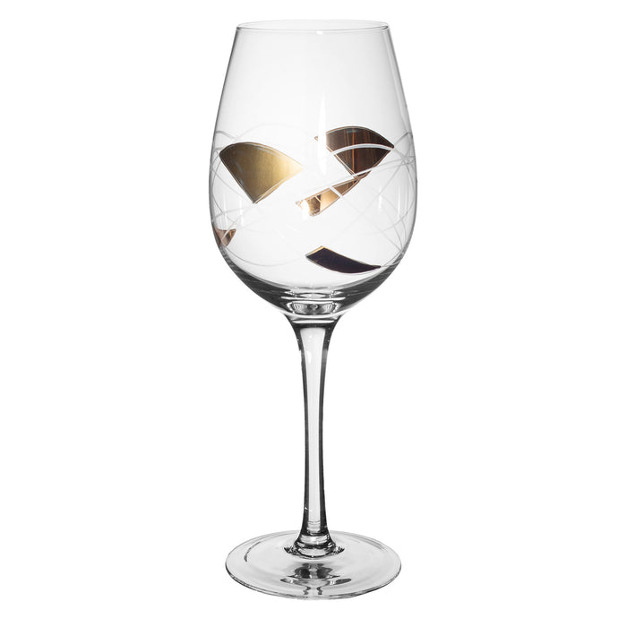 Golden Geometry Clear Glass Wine Glasses - Set of 2, 16 Ounce