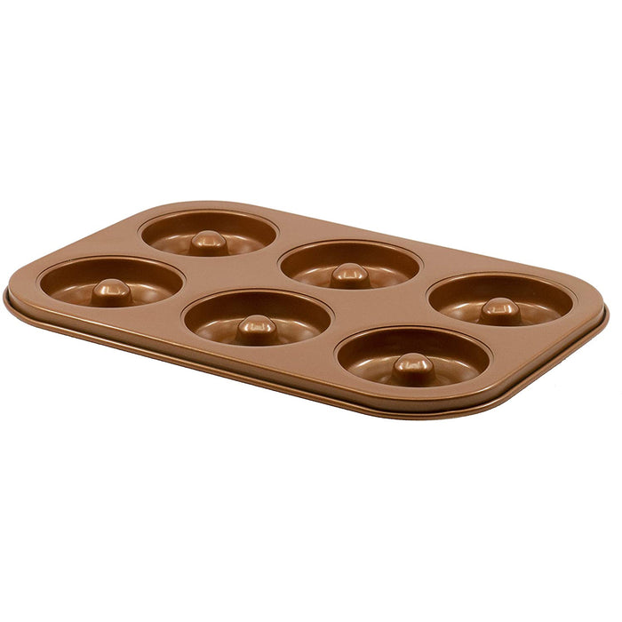 Non-Stick Original 6-Cavity Donut Baking Pan in Copper