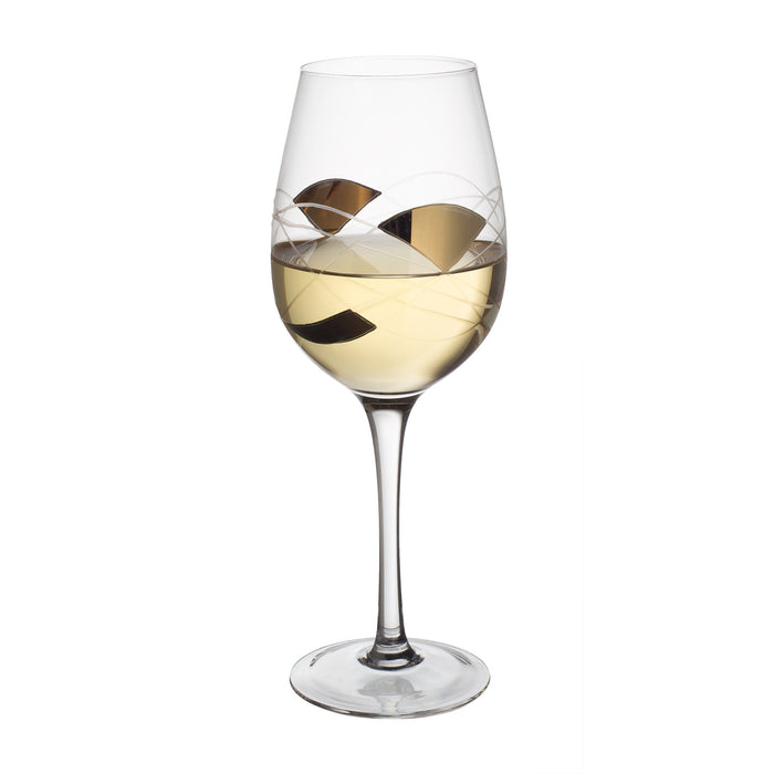 Golden Geometry Clear Glass Wine Glasses - Set of 2, 16 Ounce