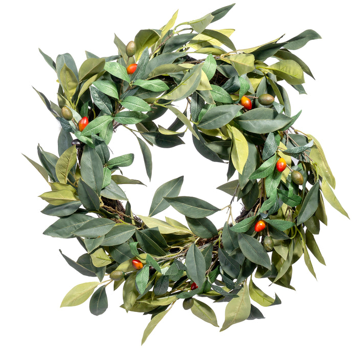 Red Co. 22" Olive Leaf All-Season Wreath, Door Backdrop Ornaments, Home Décor Collection