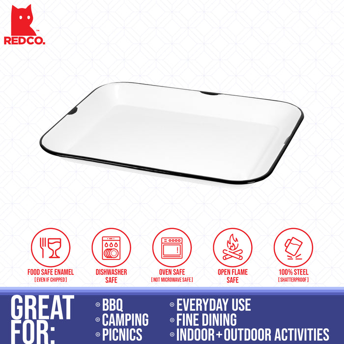 Red Co. 13.5” x 10” Enamelware Metal Classic Rectangular Serving Tray — Red  Co. Goods
