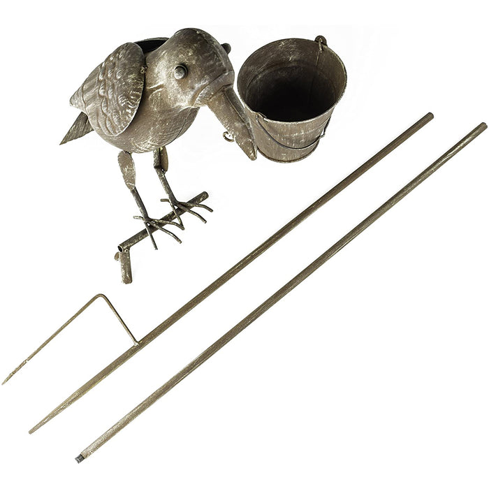 Tall Rustic Crow with a Basket Bird Feeder - Primitive Décor