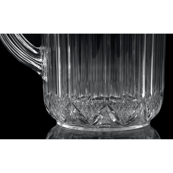 Red Co. Clear Polystyrene Ribbed Pitcher with Closed Handle for Water, Iced Tea, Lemonade, Sangria - 64 Ounce - Made in USA