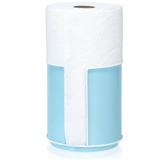 Red Co. 7” Metal Vertical Freestanding Tabletop Paper Towel Holder Stand, Baby Blue/White Rim