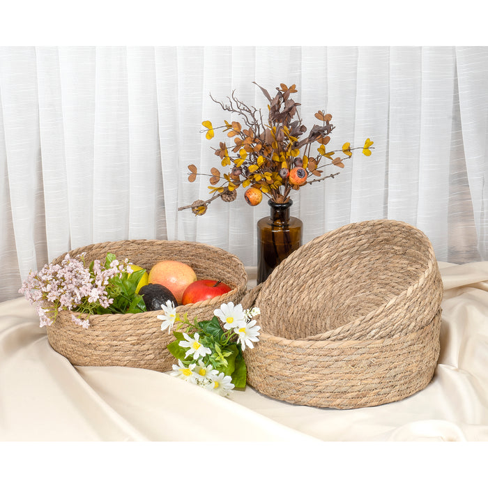 Red Co. Set of 12”, 11”, and 10” Decorative Nesting Seagrass Storage Baskets in 3 Sizes