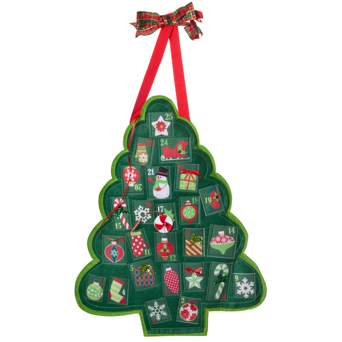 Red Co. Christmas Tree Advent Calendar Felt Door or Wall Décoration - Countdown to Xmas